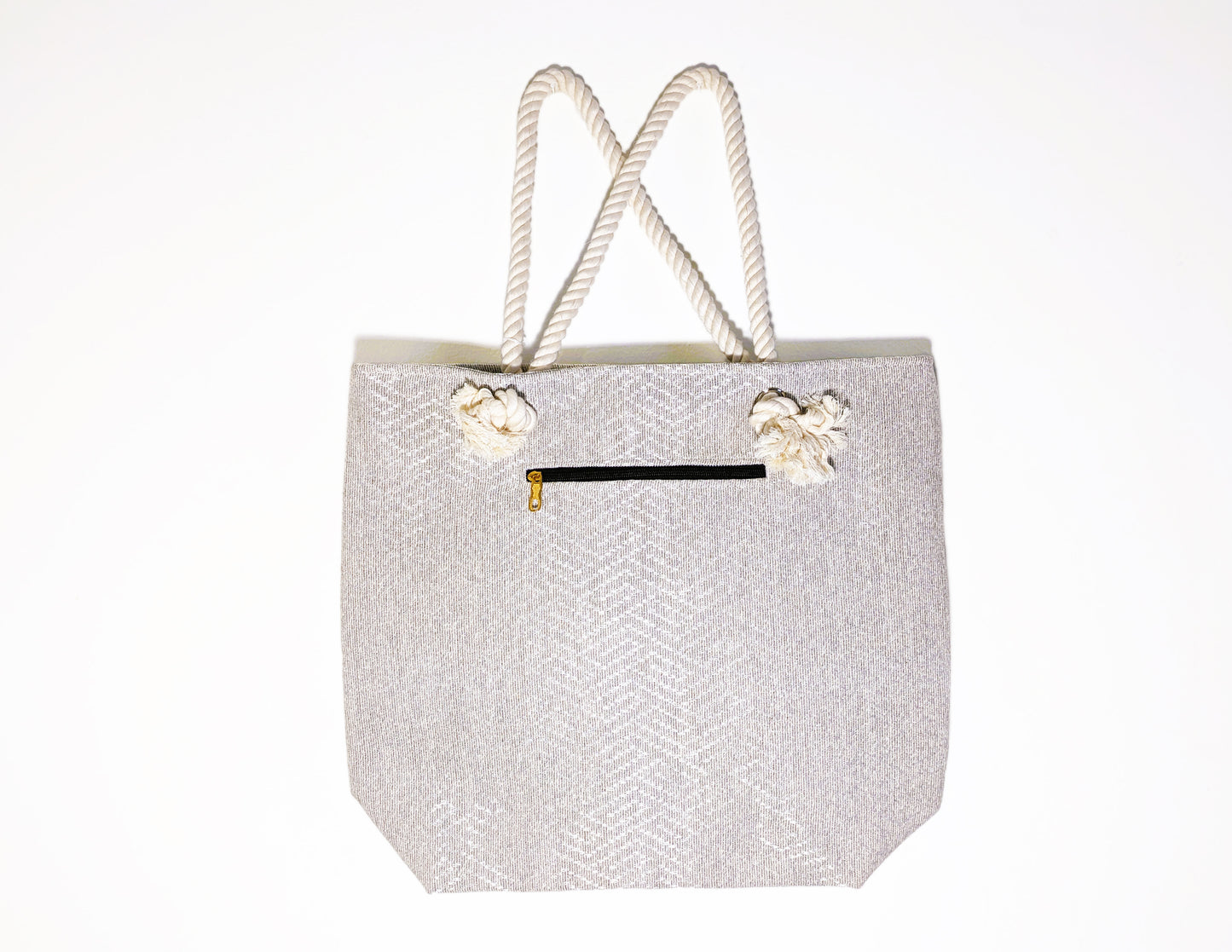 OFF WHITE CANVAS COTTON TOTE BAG WITH ELEPHANT PRINT